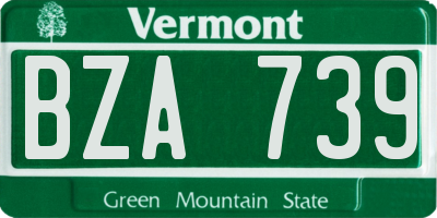 VT license plate BZA739
