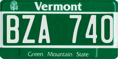 VT license plate BZA740