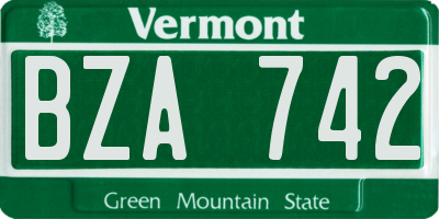 VT license plate BZA742