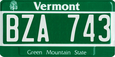 VT license plate BZA743