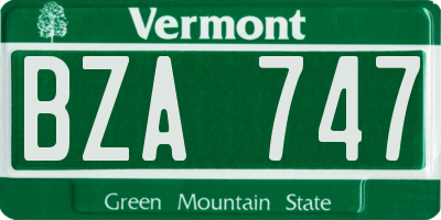 VT license plate BZA747