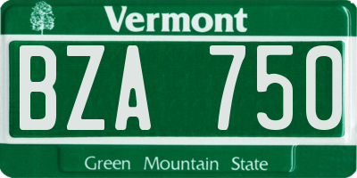 VT license plate BZA750