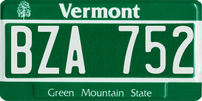 VT license plate BZA752