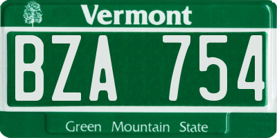 VT license plate BZA754