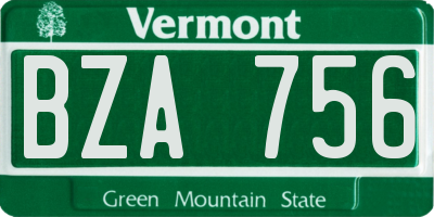 VT license plate BZA756