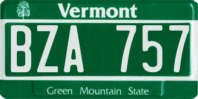 VT license plate BZA757