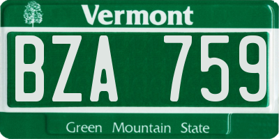 VT license plate BZA759