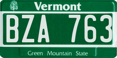VT license plate BZA763