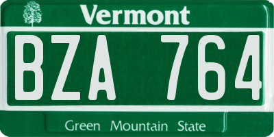 VT license plate BZA764