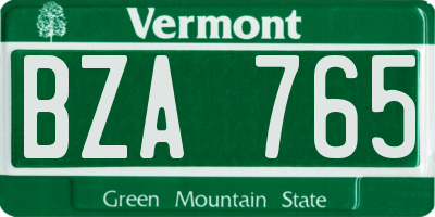 VT license plate BZA765