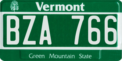 VT license plate BZA766