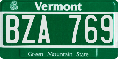 VT license plate BZA769