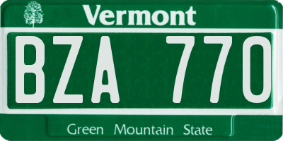 VT license plate BZA770