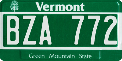 VT license plate BZA772