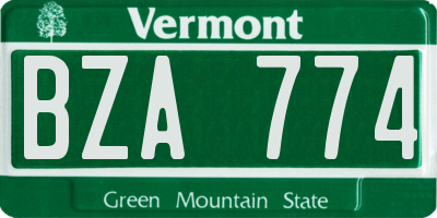 VT license plate BZA774