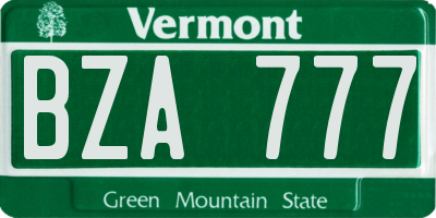 VT license plate BZA777
