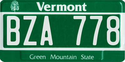 VT license plate BZA778