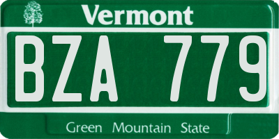 VT license plate BZA779