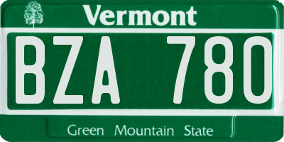 VT license plate BZA780