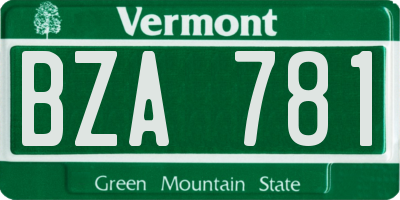 VT license plate BZA781