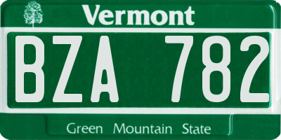 VT license plate BZA782