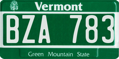 VT license plate BZA783