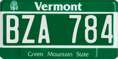 VT license plate BZA784