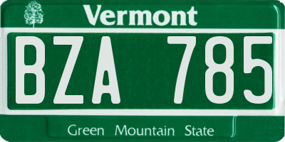 VT license plate BZA785