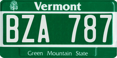 VT license plate BZA787