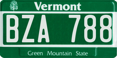 VT license plate BZA788