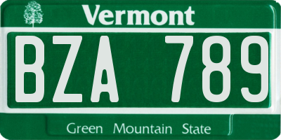 VT license plate BZA789