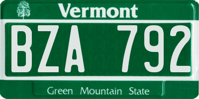 VT license plate BZA792