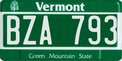VT license plate BZA793
