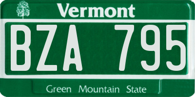 VT license plate BZA795