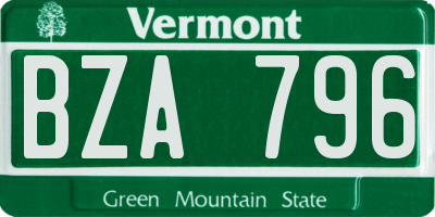 VT license plate BZA796