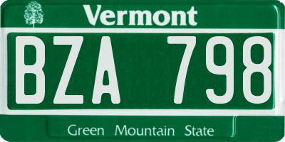 VT license plate BZA798