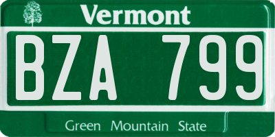 VT license plate BZA799