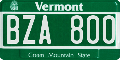 VT license plate BZA800