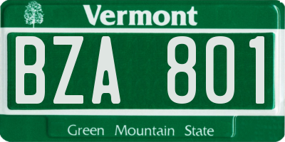 VT license plate BZA801