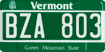 VT license plate BZA803