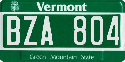 VT license plate BZA804
