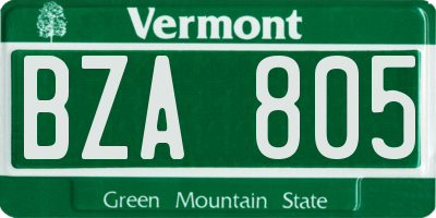 VT license plate BZA805