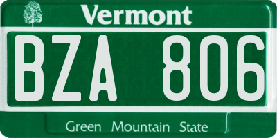 VT license plate BZA806
