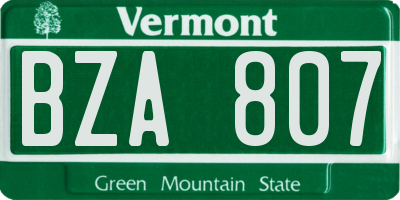 VT license plate BZA807