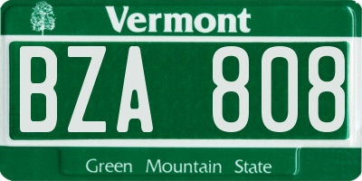 VT license plate BZA808