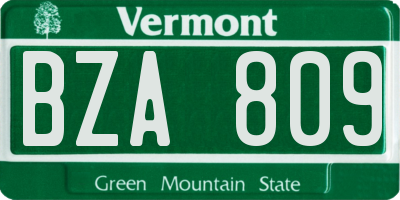 VT license plate BZA809