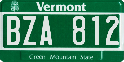 VT license plate BZA812