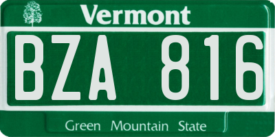 VT license plate BZA816