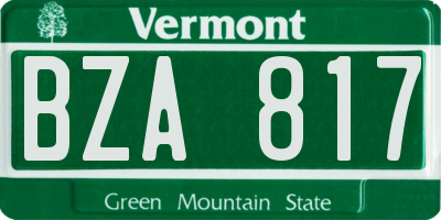 VT license plate BZA817