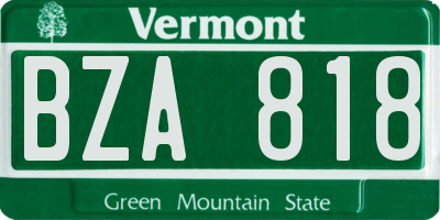 VT license plate BZA818
